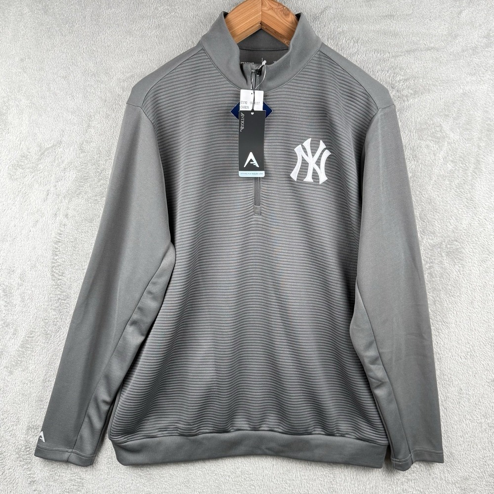 New York Yankees 1/4 Zip‎ Pullover Mens XL Gray Antigua Performance MLB NWT